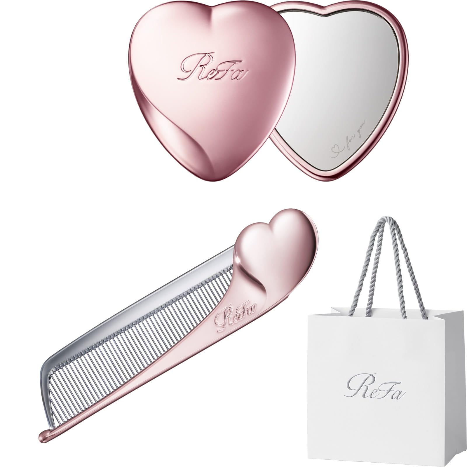 [Official Store Exclusive] ReFa HEART MIRROR + ReFa HEART Comb Aira Set - Rose Gold