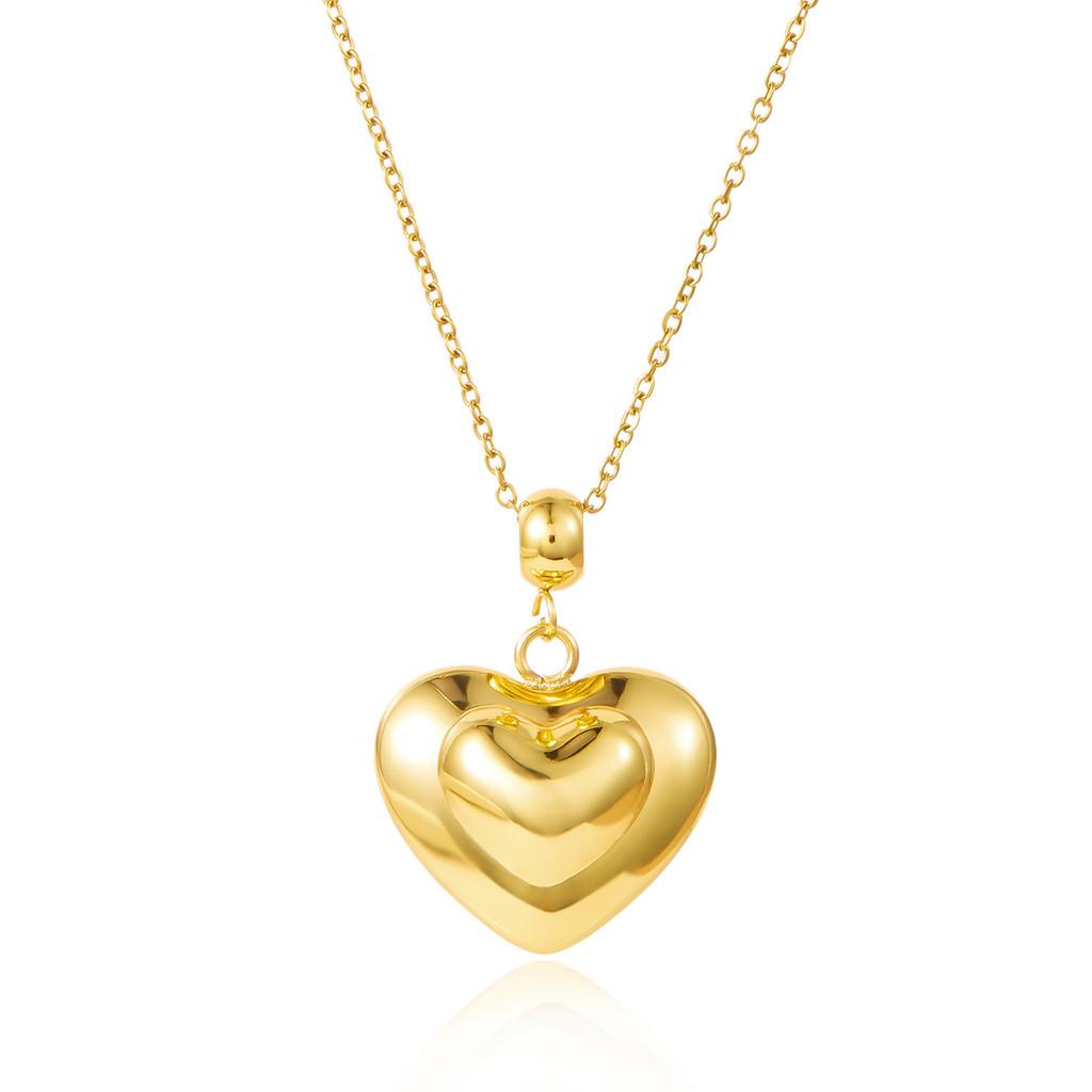 

Elegant Heartshaped Necklace Stainless Steel Lockbone Chain For Ladies Style C