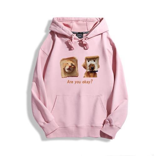 American Creative Fun Spoof Cartoon Cat and Dog Printed Hooded Sweater Men's and Women's Loose Plus Size Sportswear