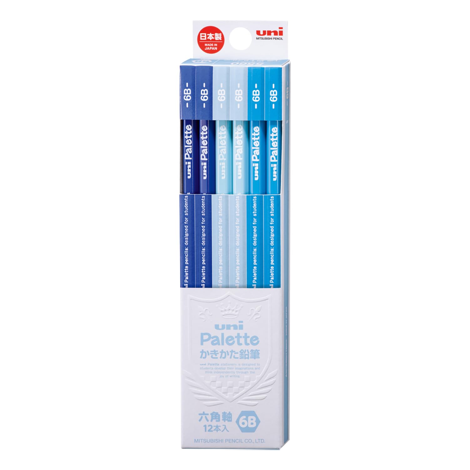 Пастель для письма Mitsubishi Pencil Unipalette 6B 1 дюжина карандашей, синий,