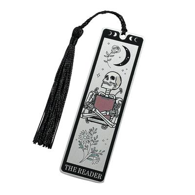 Colorful Skeleton The Reader Stainless Steel Tassel Bookmark, a Birthday and Christmas Reading Gift for Book Fans, Lovers, and F