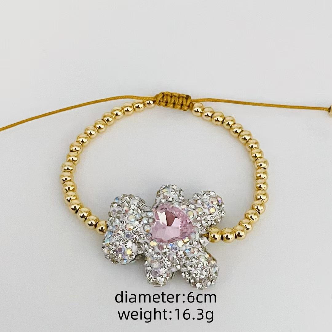 

Новый продукт Полный бриллиантовый браслет с кристаллами и медведем Цветной браслет с бисером Love Bear Модная ниша для женщин белый