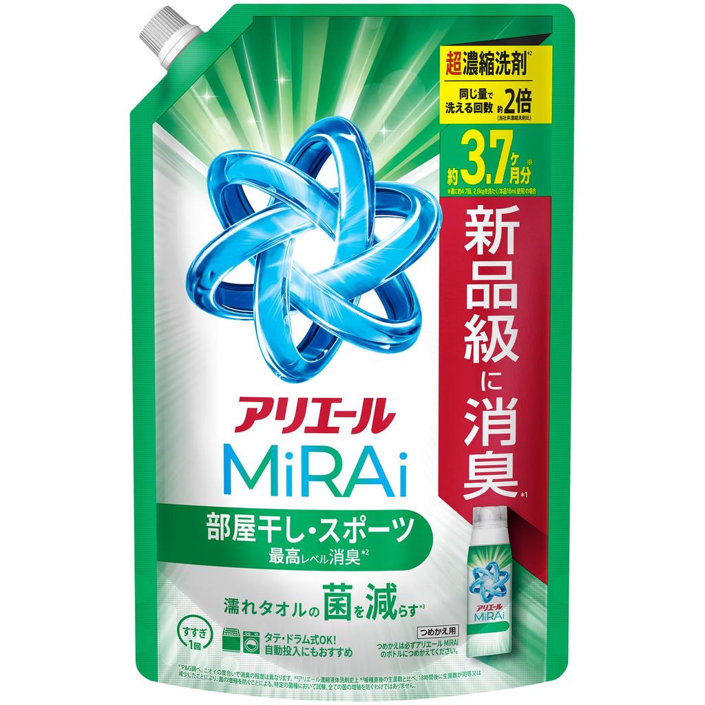 Ariel MiRAi Laundry for Indoor Drying and Sports 1170g Detergent, Ultra-Concentrated Compact, Use, Refill, [Large Capacity]