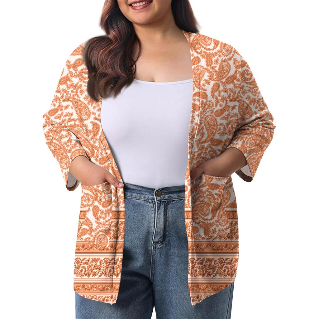 Women's Fall And Winter Fashion Casual Soild 3/4 Sleeve Mid-Length Cardigan Jacket
