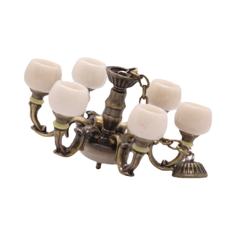 Kronleuchter Spielzeugfigur Modell Realistisch Vintage Licht Puppenhaus Rollenspiel Mädchen Geschenk Vintage Licht Mini Modell Spielzeug