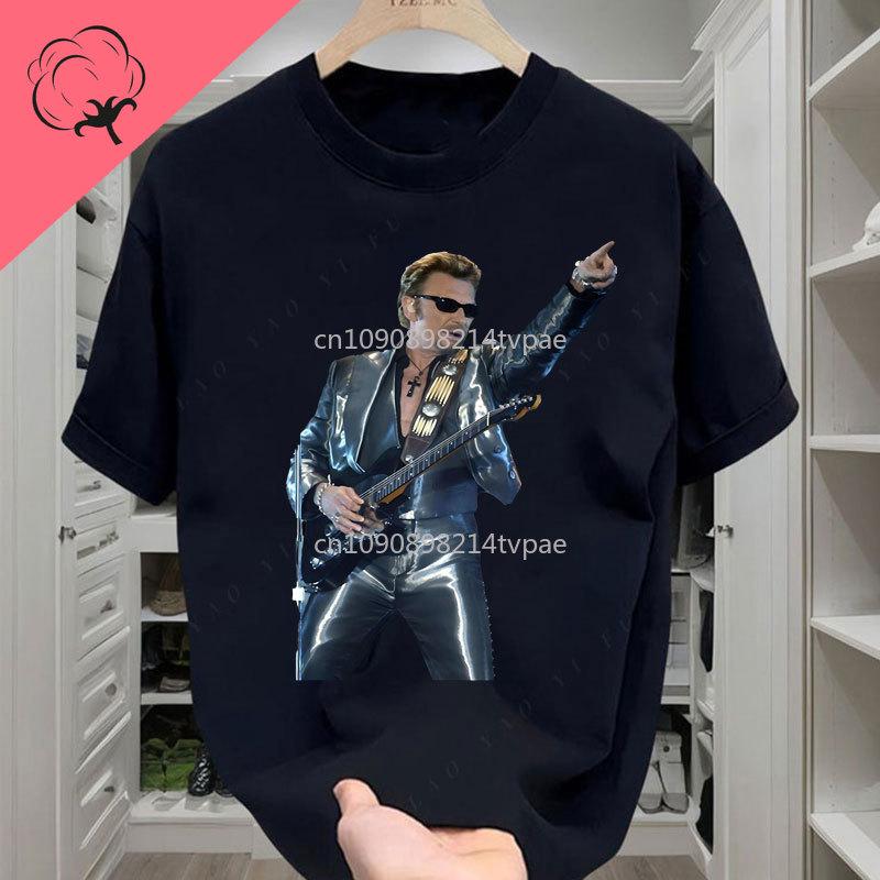 Memories Johnny Hallyday Camiseta France Rock Famous Camisa Classic T-Shirt Vintage Cotton O-neck Graphic Printed Tee S