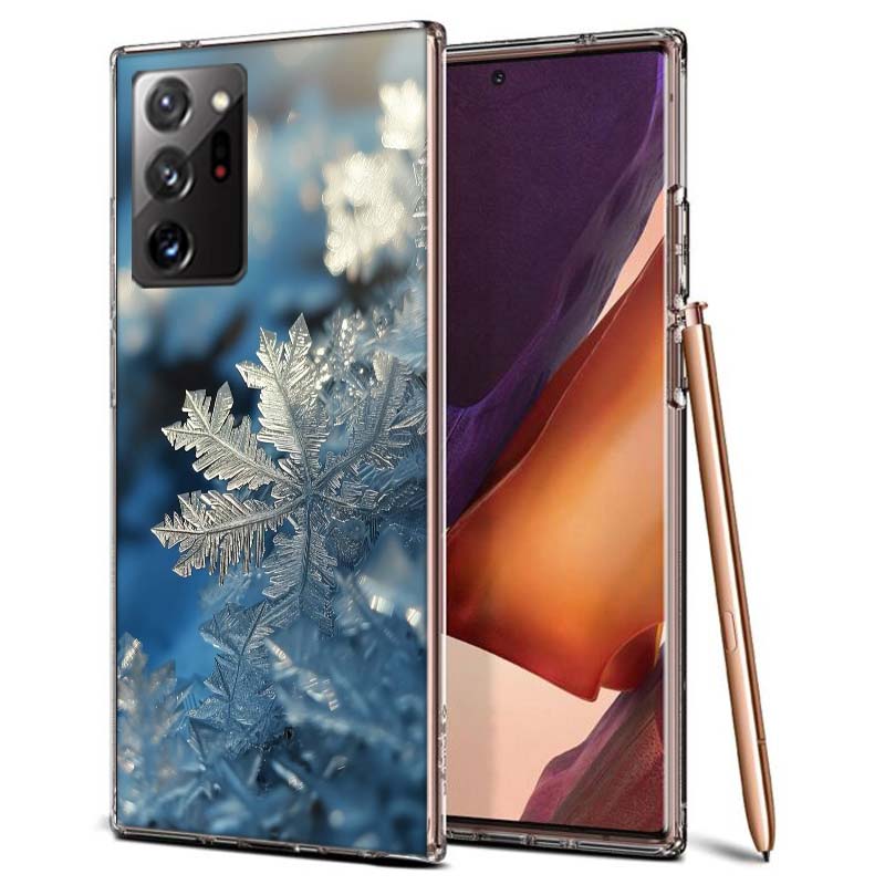 Snowflake Winter White Snow Christmas Phone Case for Samsung A55 A35 A25 A15 A07 A05S A16 A17 A26 A36 A37 A56 A57 Galaxy Note 20