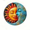 Vintage Metal Tin Sign Sun Moon Wall Art, Circular Face Plaque Creative Home Decor