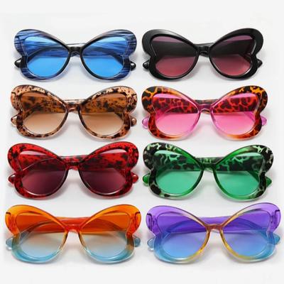 Lunettes de soleil tendance pour femme à monture large pour fête, Lunettes de soleil colorées papillon dopamine, Hip-hop Uv400 Protection solaire Monture complète