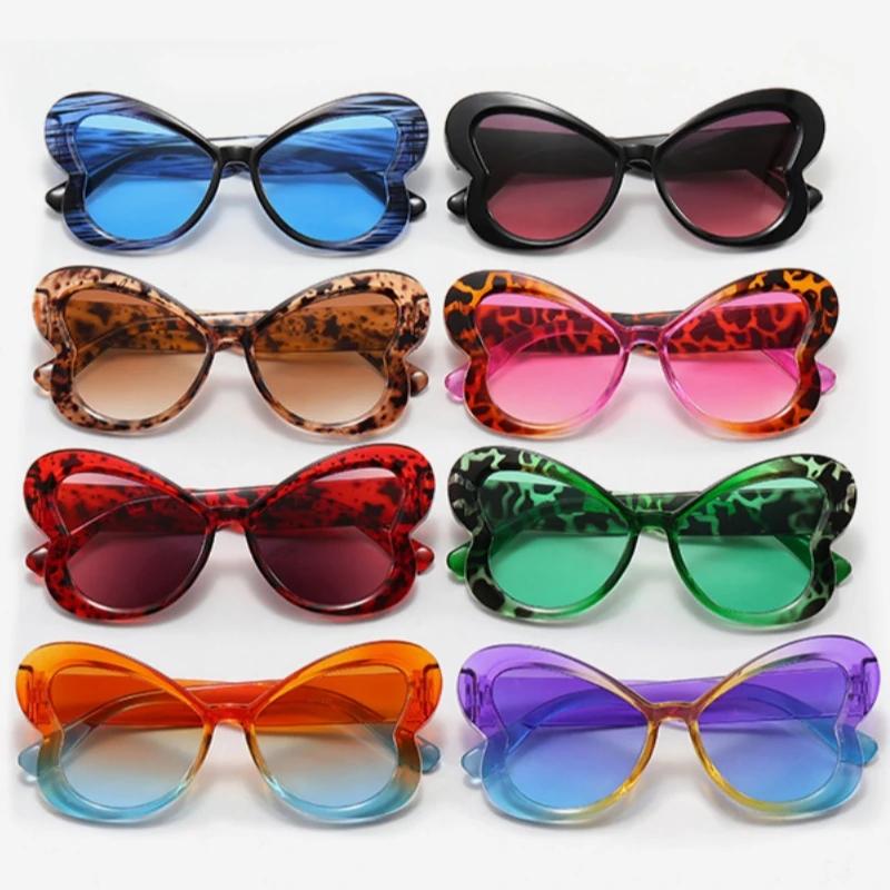 Trendy Party Large Frame Women Sunglasses Dopamine Butterfly Colorful Sunglasses Hip-hop Uv400 Sunscreen Full Frame Sunglasses