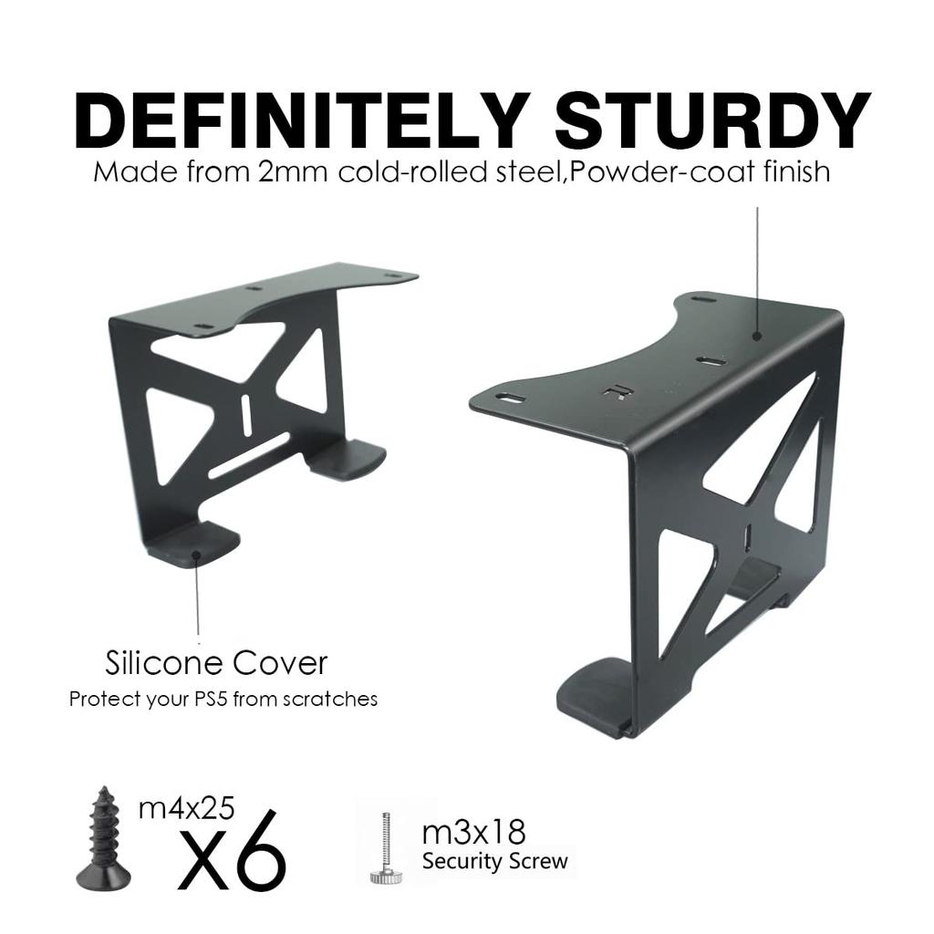 Monzlteck Under-Desk Holder Stealth Mount for PS5, Compatible with PlayStation 5 Disc & Digital Edition Consoles