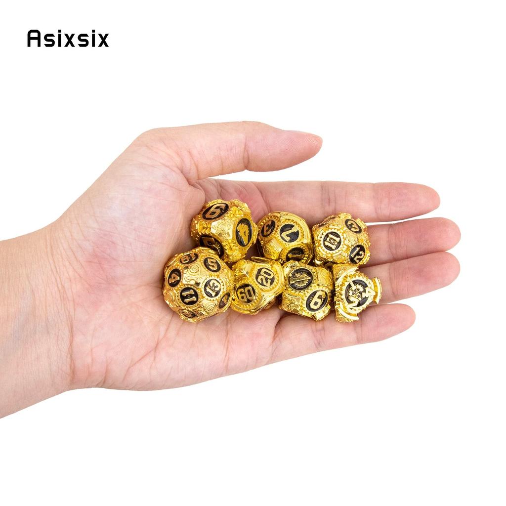 7 sztuk złote czarne koło zębate metalowe kostki solidny metalowy zestaw kości wielościennych nadaje się do odgrywania ról RPG gra planszowa gra karciana