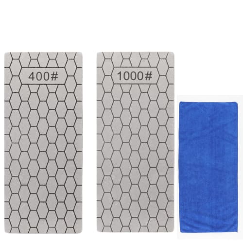 Quikaboo Diamond Whetstones, #400 and #1000, for Surface Refining and Finishing, Double-Sided Diamond Finishing Stones, Set of 2, Double-Sided Diamond