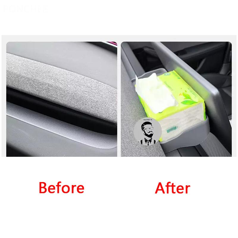 For Tesla Model YL 2025-2027 Silicone ETC Storage Box with Bracket Paper Towel Storage Box Automobile Modification Supplies