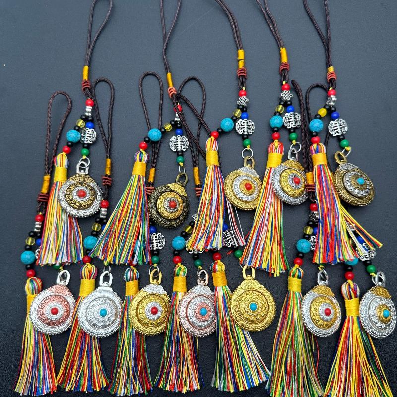 Retro Creative Style Alloy Car Tassel Hanging Ornament Ethnic Style Tourist Spot Gift Keychain Jewelry Accessory