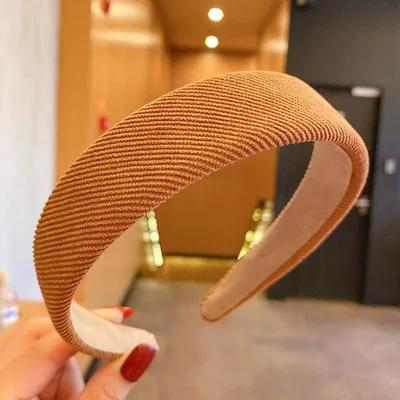 Fashion Vintage Elastic Hair Band Lattice Print Sponge Headband Womens Girl Wide Side Hairband Hair Hoop Female Hair Accessories