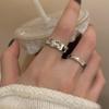 Silver Zircon Open Ring Set: Cold Style Couple Rings for Women, Trendy Index Finger Accessories