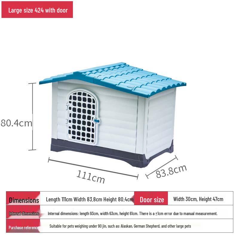 Xinding Rainproof & Windproof Outdoor Plastic Dog Kennel - Winter Dog House for Medium to Large Dogs