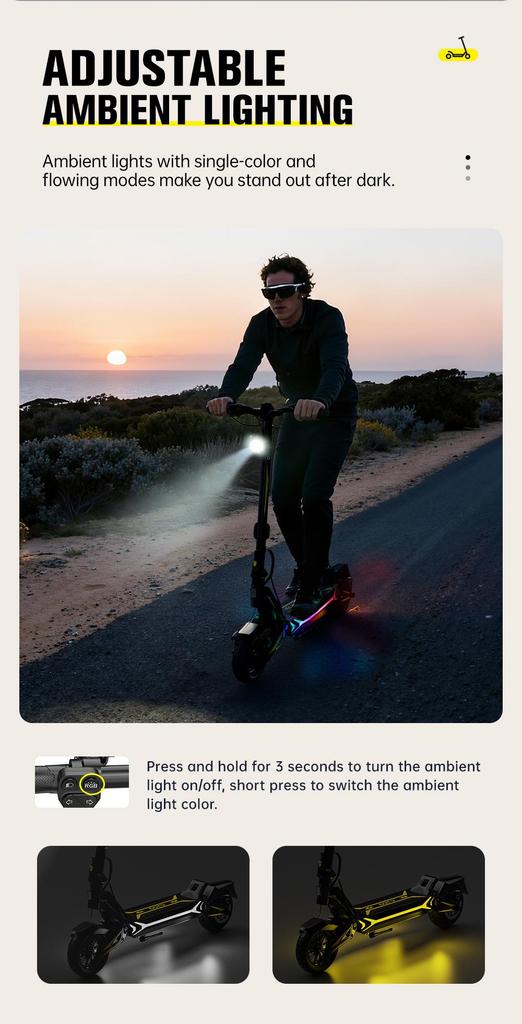 OOTD SR1 1400W Electric Scooter 48V 20Ah Long Range 10’’ Tires 50km/h Max Speed 70KM Range Adult E-Scooter