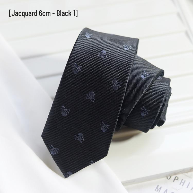 Unisex Skull Jacquard Tie - Halloween Party & Cosplay Accessory, 6cm