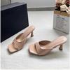 Street Style Summer High Heel Women Slippers Ladies Outdoor Square Toe Dress Stripper Slides Sandalias