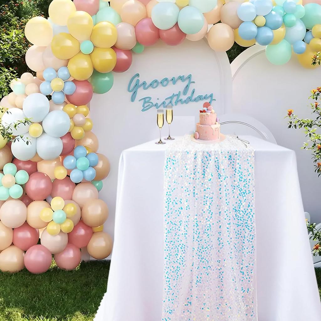 Glitter Iridiserende Paljett Bordløper, Myk Bryllups Spiseborddekorasjon For Brude-, Baby Shower, Jentes Bursdag, Bryllupsfest