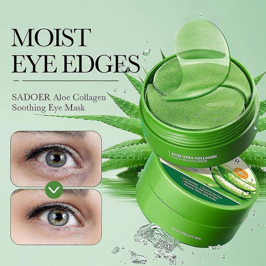 Augenpads Masken, 60 Stück Aloe Vera Augenpads, Natürliche Aloe Vera Kühlende Augenmasken Gegen Geschwollene Augen Kollagen Augenpads