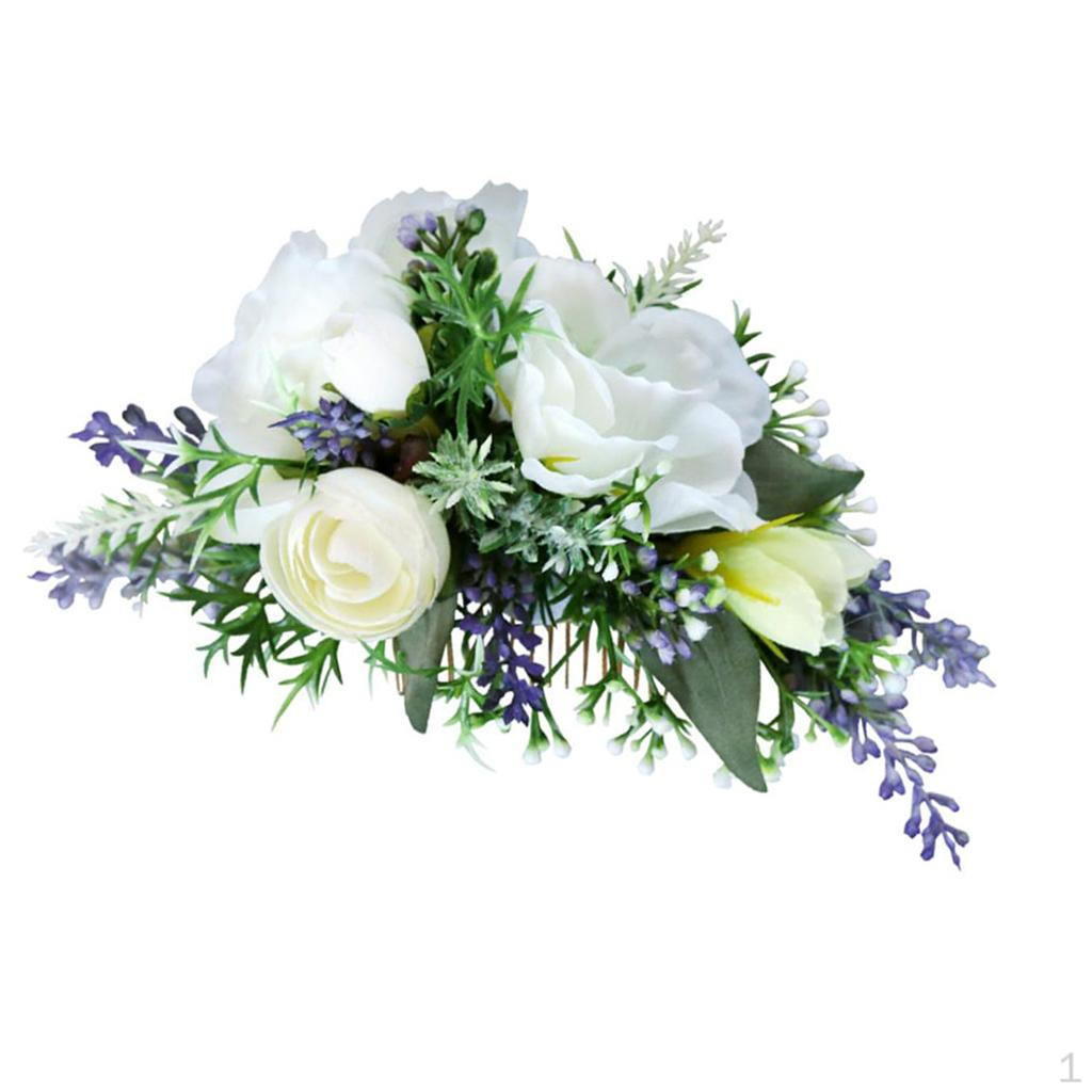 Hairpiece Hair Comb for Wedding Bride White Green