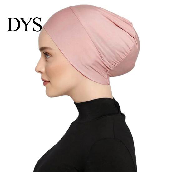 Cotton Undercap Women Solid Color Non-slip Stretch Headscarf Cap Breathable Under Head Wrap Scarf Hat Bonnet Night Sleep Headwear