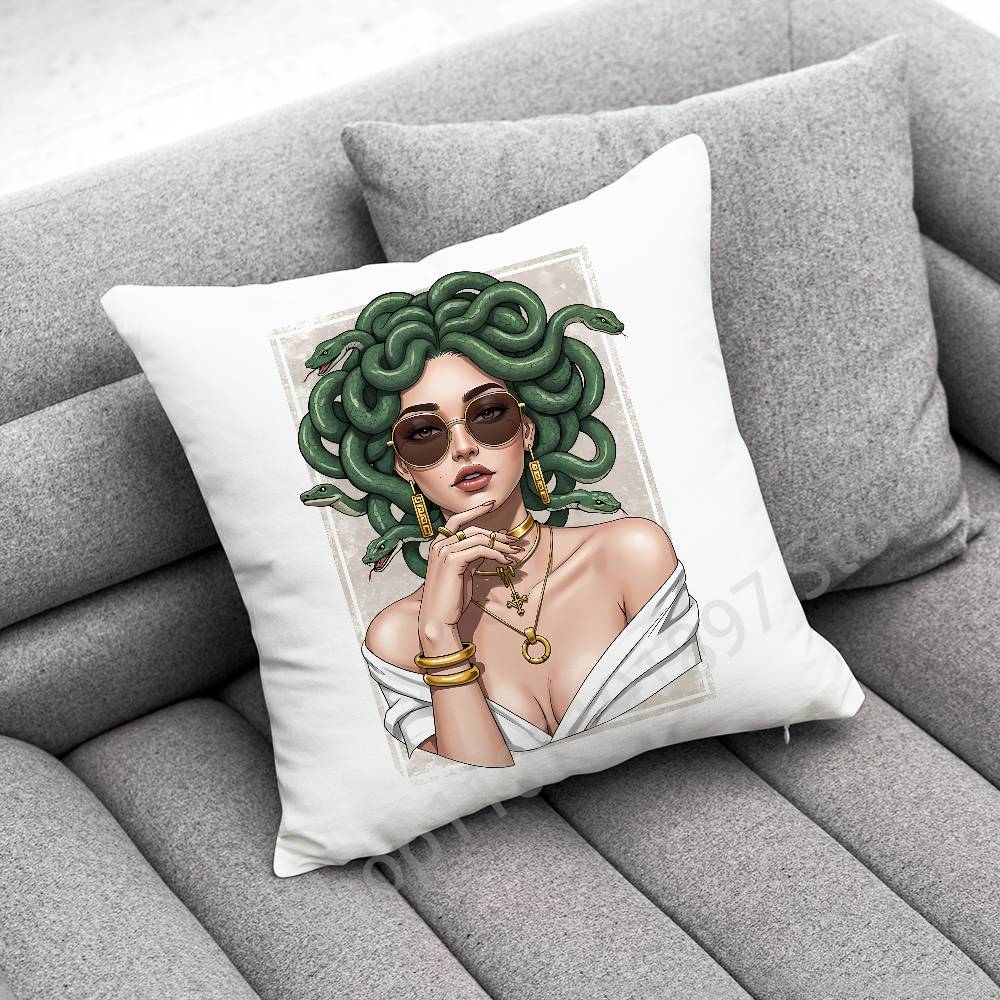 Medusa Greek Mythology Look At Me Throw Pillow Case For 50x50cm 30x30cm 55x55cm 45x45cm 40x40cm Square Bed Pillowcase Cover