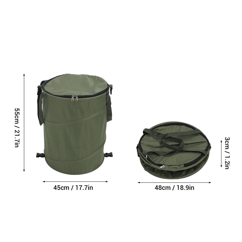 24 Gallons Garden Trash Can with Zippered Lid Oxford Cloth Large Capacity Foldable Portable Outdoor Garbage Container for Picnic