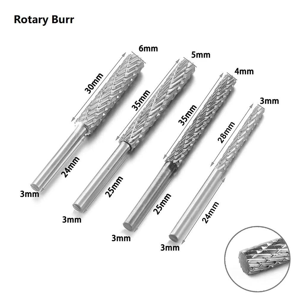1Pcs 3/4/5/6mm Rotary File Finishing Metal HSS Drill Bit Dual Slot Carbide Burr Milling Cutter