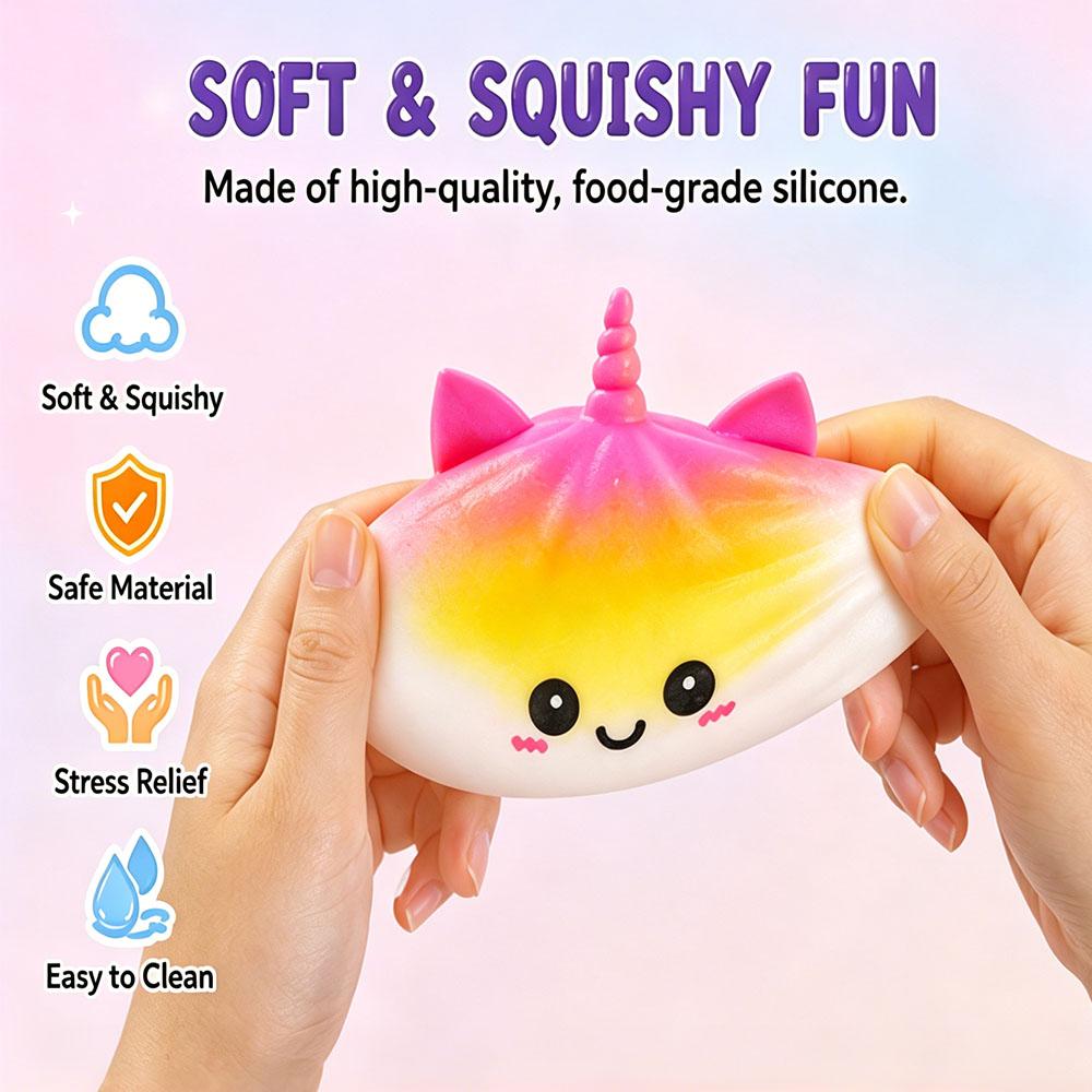 Kawaii Lila Einhorn Knödel Squishy Riesiger Bao Brötchen Quetsch Fidget Anti Stress Angstlinderung Büro Schreibtisch Dekoration Geschenkidee