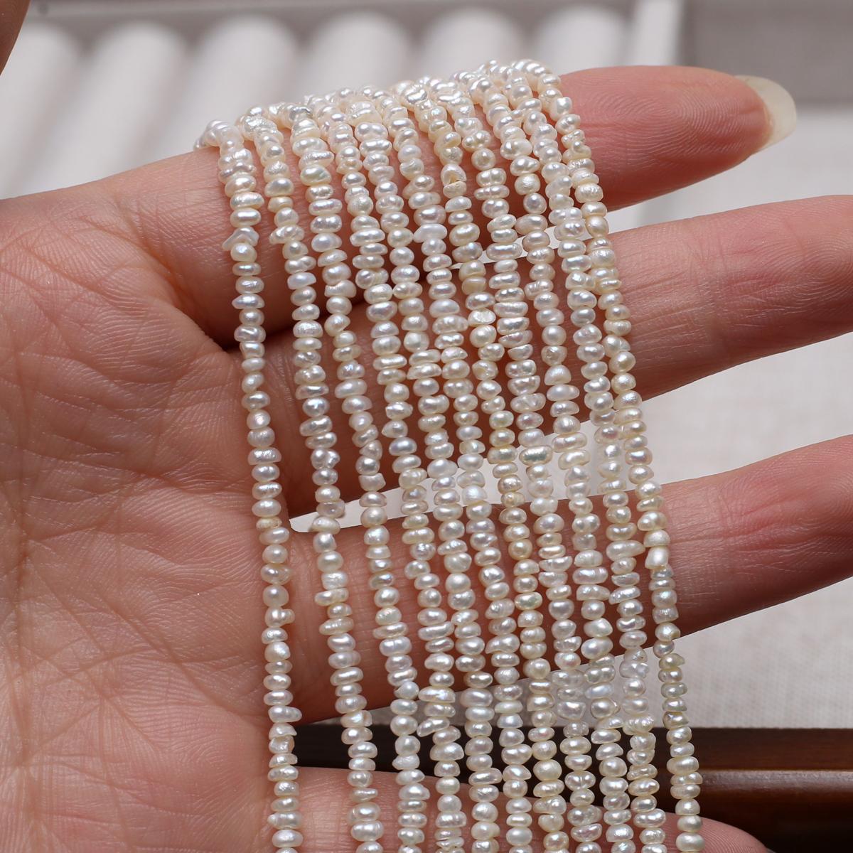 2-3mm Natural Freshwater Pearl Flat Beads Semi-Finished Beads for Jewelry Making Supplies DIY Necklace Bracelet Accessories 36cm 2-3mm