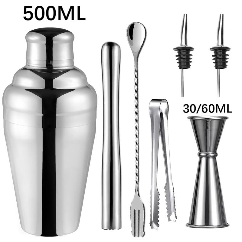 500Ml New Cocktail Shaker Set Stainless Steel Bartender Kit Professional Cocktail Mixer Wine Martini Shaker Party Bar Tools