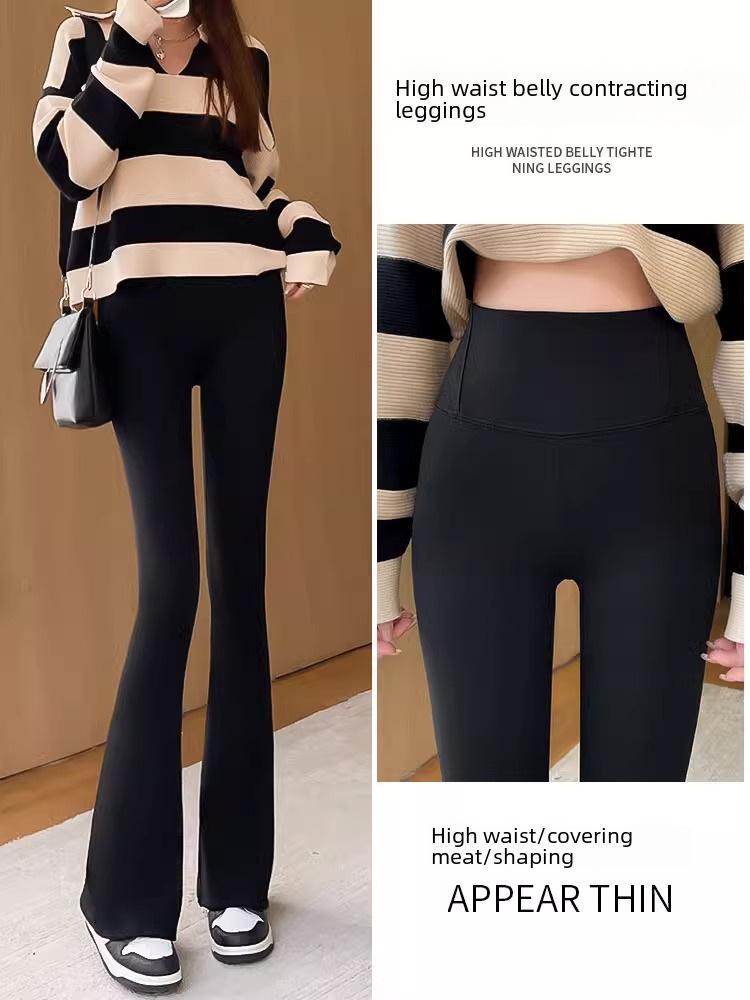 Women's High-Waist Flared Yoga Leggings: Autumn/Winter 2025, Plus Velvet, Elastic Style