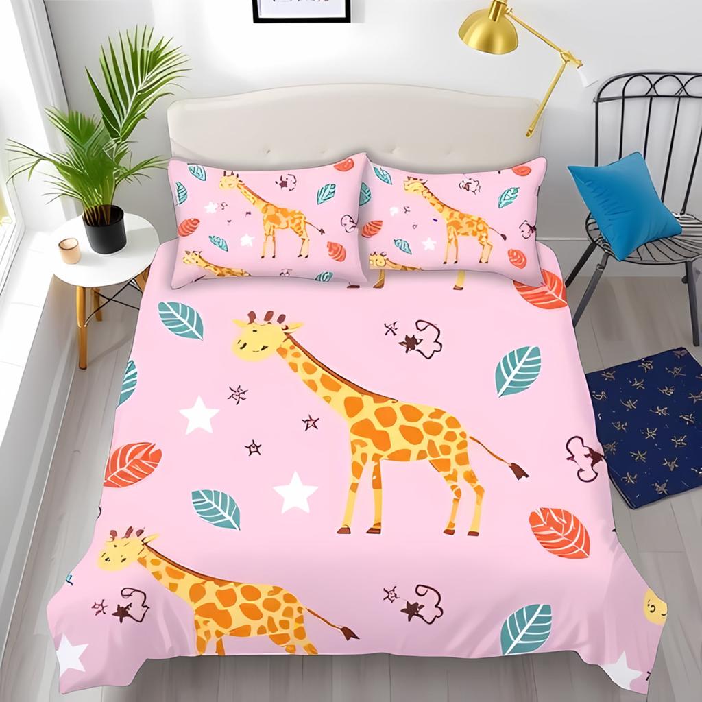 Comforter With Stylized Giraffe Design Warm Colors Toned Borders For Exotic Charm Suitable Children Kids And Adults Soft