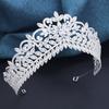 Tiares de luxe en strass Zircon Couronne de mariage Coiffe de mariée Couronne de fête d'anniversaire Accessoires pour cheveux de princesse en Zircon