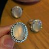 Jadeite White Ice Light, Natural White Chalcedony Ring, Agate Ring, Real Shot.
