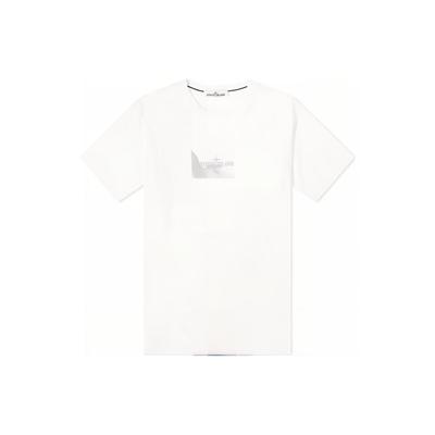 STONE ISLAND T-shirt da Uomo a Maniche Corte con Girocollo e Stampa a Colore Solido Top Bianchi 80152RC88-V0001