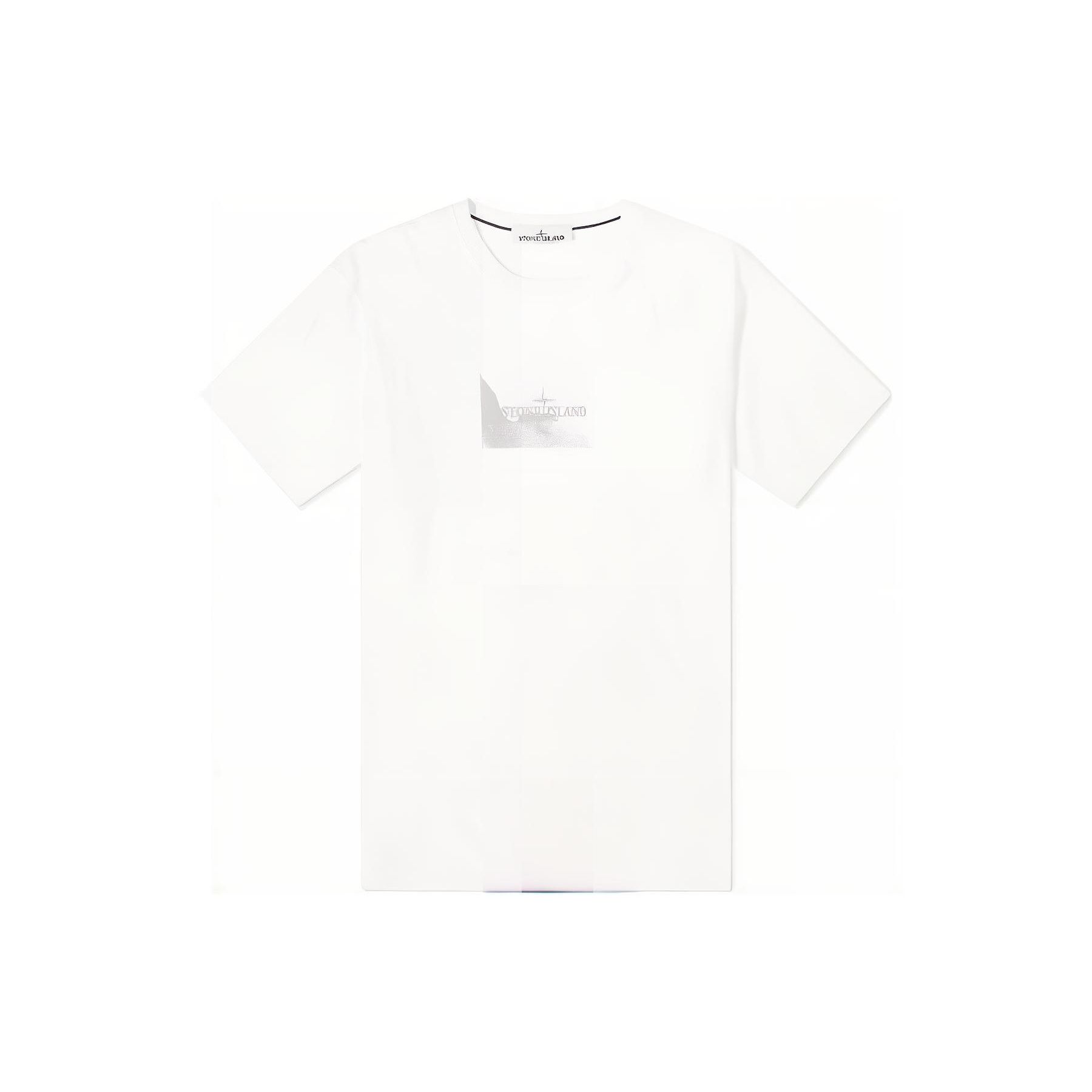 

Stone Island Solid Color Printed Pattern Crew Neck Short Sleeve T-Shirt Men Tops White 80152RC88-V0001 XL