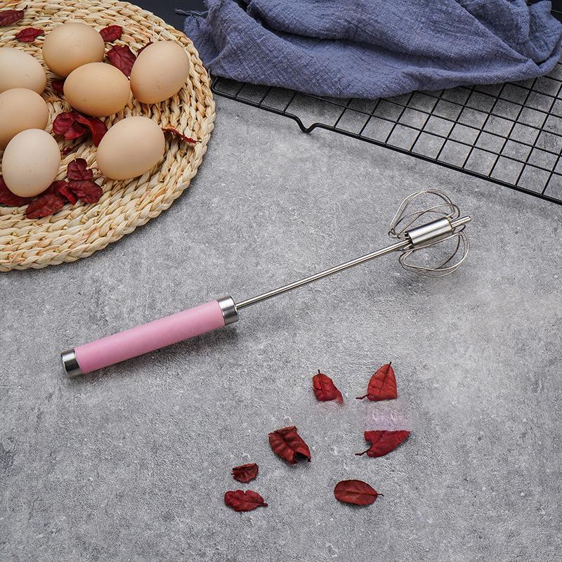 Stainless Steel Household Semi-Automatic Rotating Egg Beater Push-Type Egg Cream Baking Stirring Stick Manual Egg Beater
