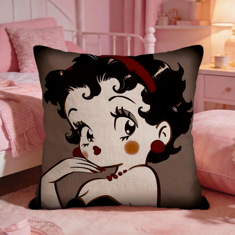 Betty BBoops Cute Cartoon Cushion Cover Premium Comfort Reversible Pillow Cove Two In One Design For Any Room Car Interior