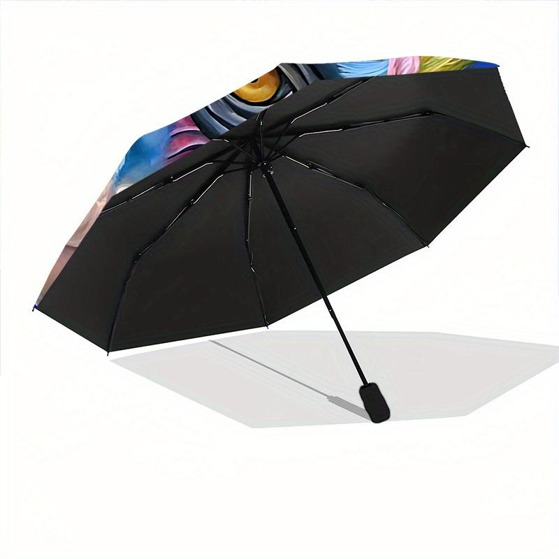 1pc Monkey Face Artwork Automatic Open/close Folding Umbrella, Compact Portable Travel Umbrella, Durable Construction yy250809120