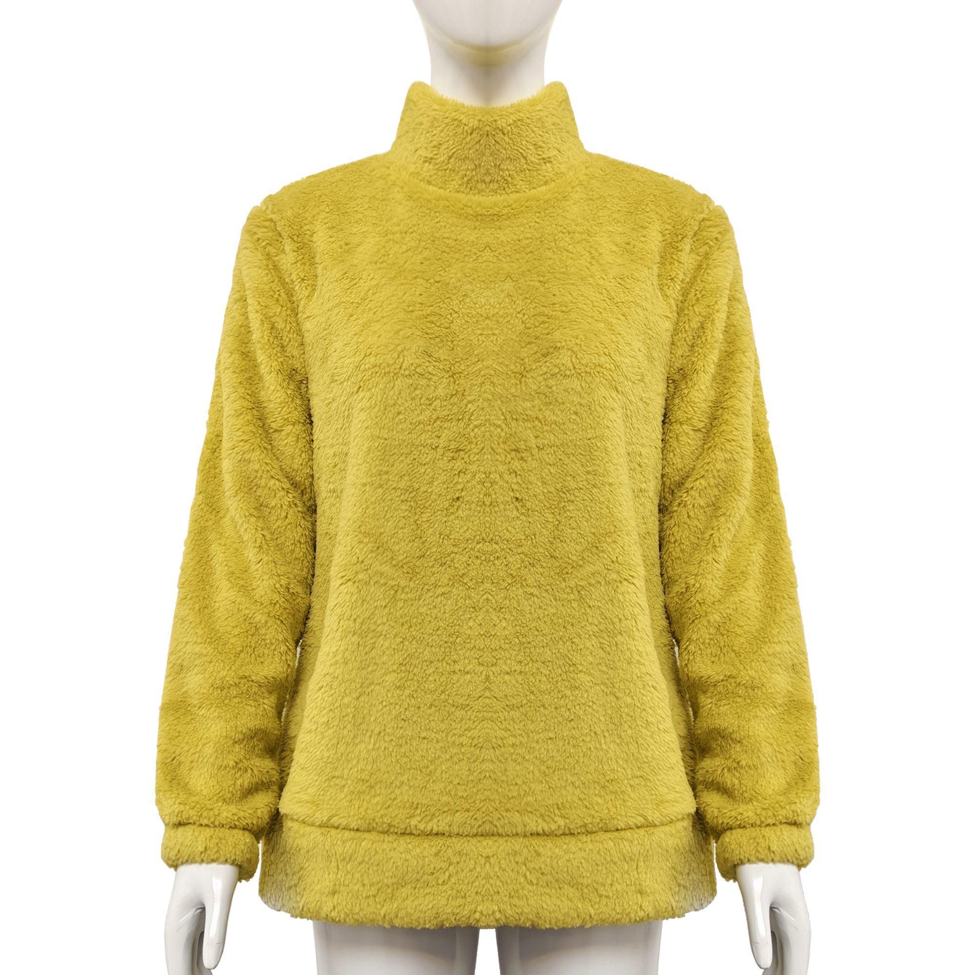 

Жіноча базова сорочка з коралового флісу з високим коміром Осінньо-зимова Товста Тепла Флісова Базова Сорочка Однотонний Пуловер S