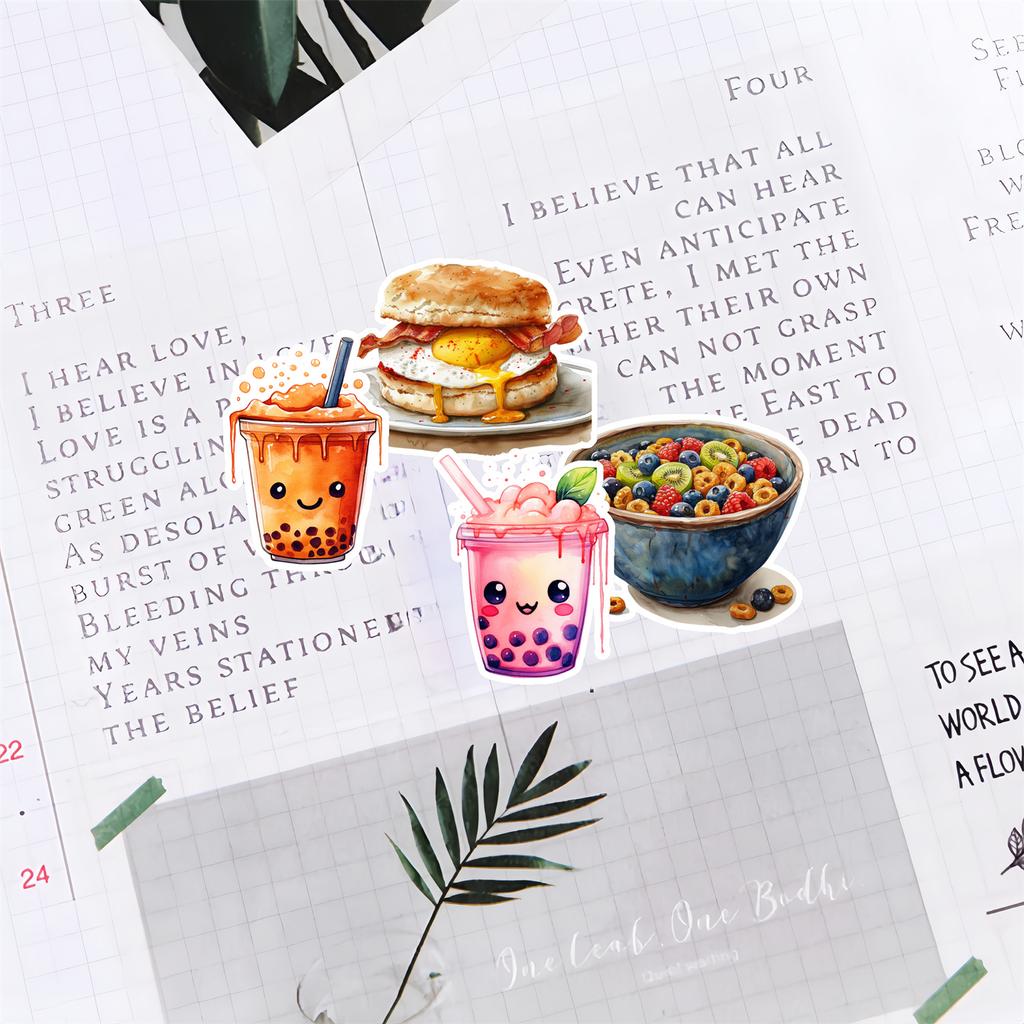 18pcs cute Watercolor breakfast food sandwich Books Stickers DIY Scrapbooking Diary Project Decoration Vintage journal material