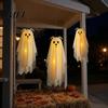 Playful Ghost for Indoor Parties 3 Pcs Lighted Dog Hanging Ornaments, Spooky Halloween Outdoor Flying Floating Decor Gauze with LED Light Tree