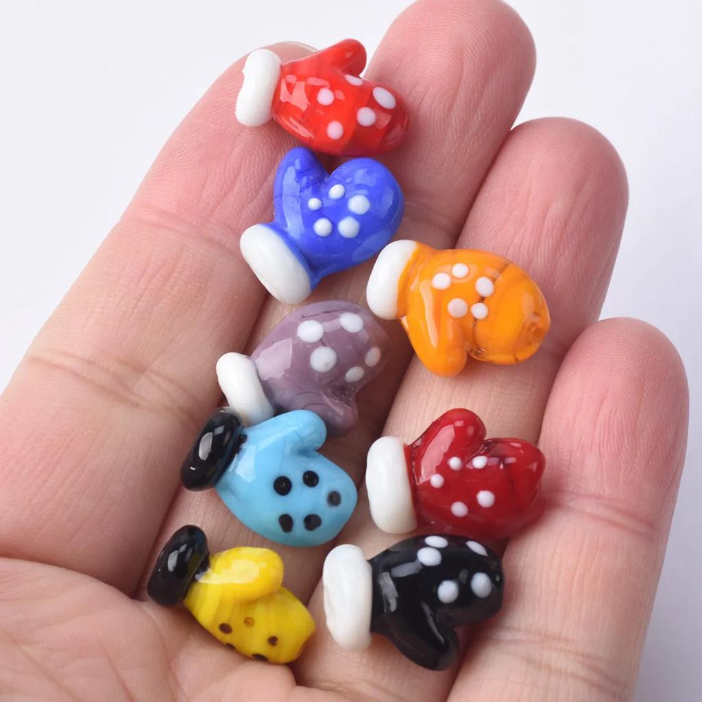 10pcs 18x14mm Glove Shape Handmade Lampwork Glass Loose Beads For Jewelry Making DIY Crafts Findings