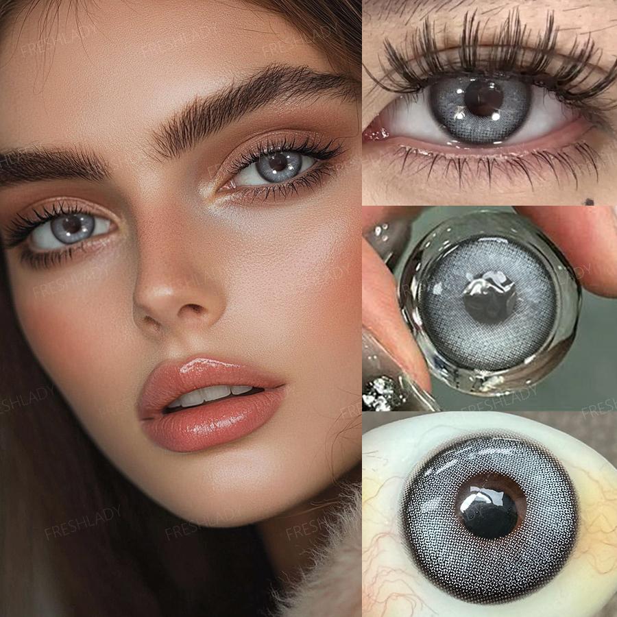 FreshLady 1 Çift 2 Adet 14.20mm Yıllık Renkli Kontakt Lens, Günlük Kullanım ve Göz Makyajı İçin Yumuşak Rahat, Kahverengi/Mavi/Mor/Yeşil