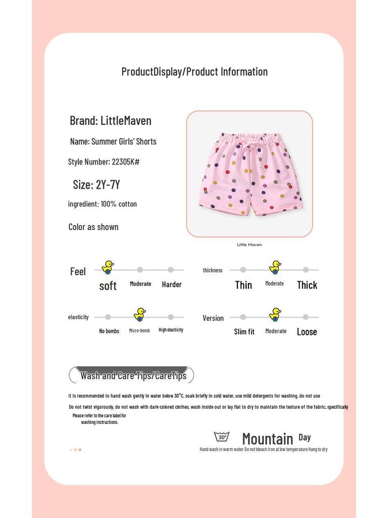 Little Maven Summer Shorts: Cute, Sweet Style Pants for Baby Girls